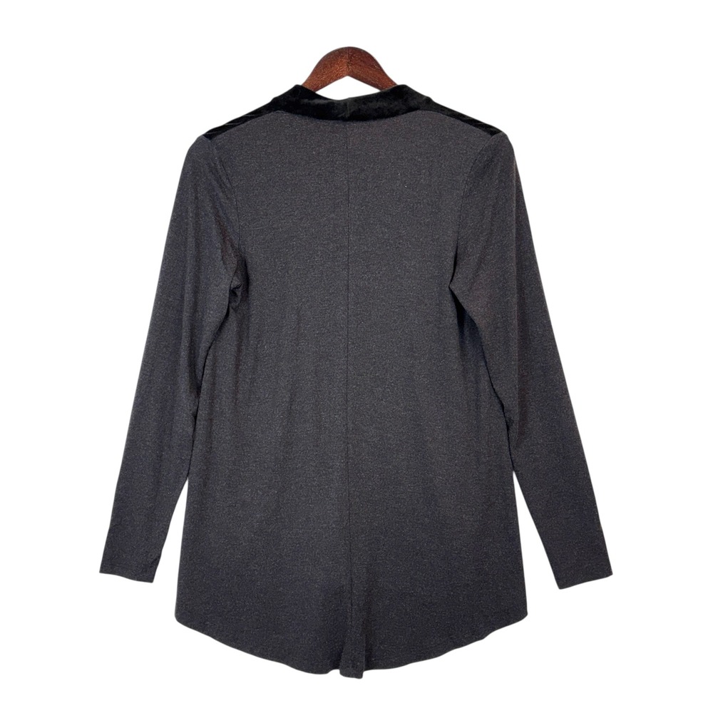 Alembika Velour & Knit Jersey V neck Long Sleeve Tunic Top Sz 1/Small Black - Picture 6 of 13